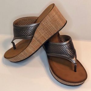 Clarks Metallic Thong Wedges